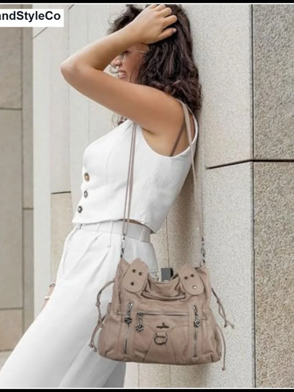 Soft Vegan Leather Hobo Crossbody Bag Purse with Tassel Studs